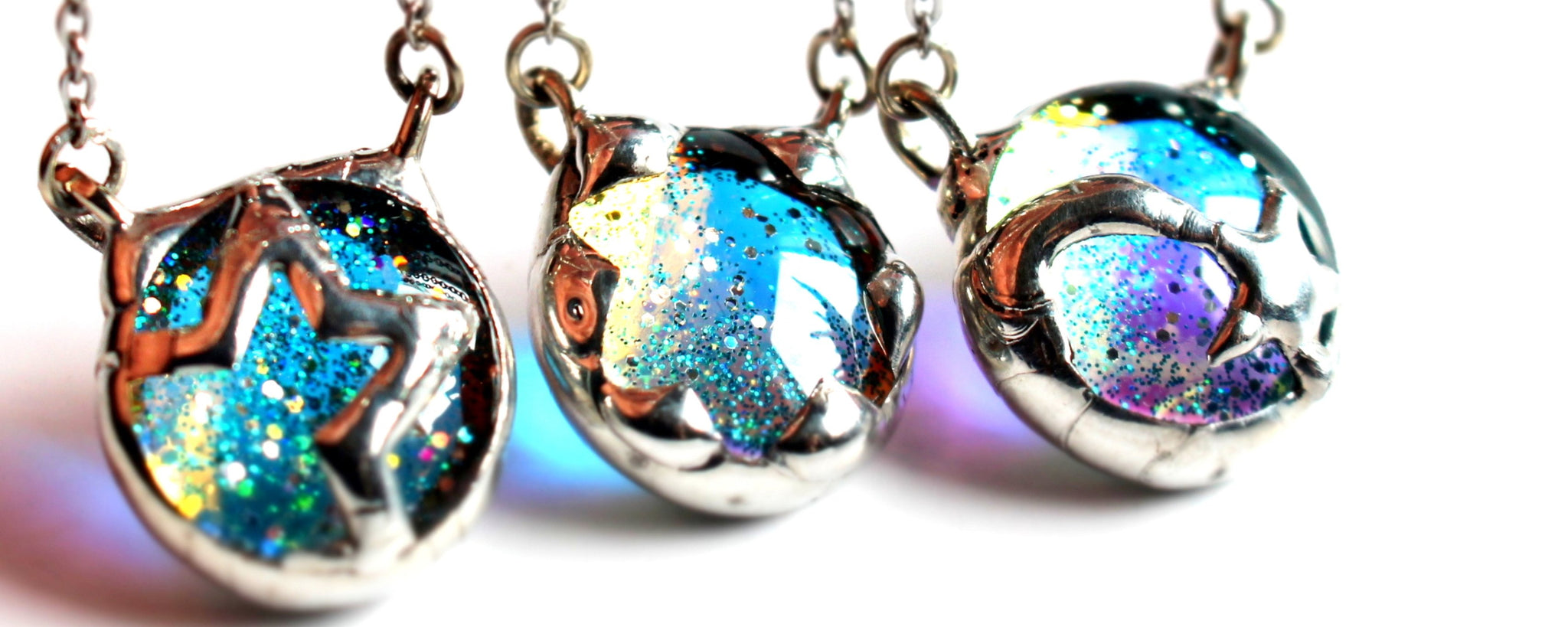 Celestial jewelry in Dichroic glass