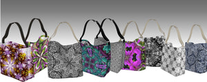 Stretchy neoprene everyday use tote bags in designer prints