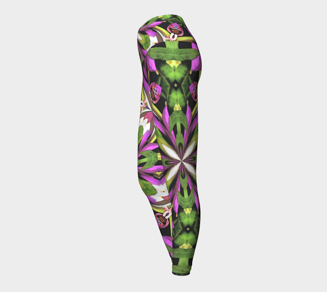 Floral Fractal Designer Yoga Leggings Fold Over Style Long Legging