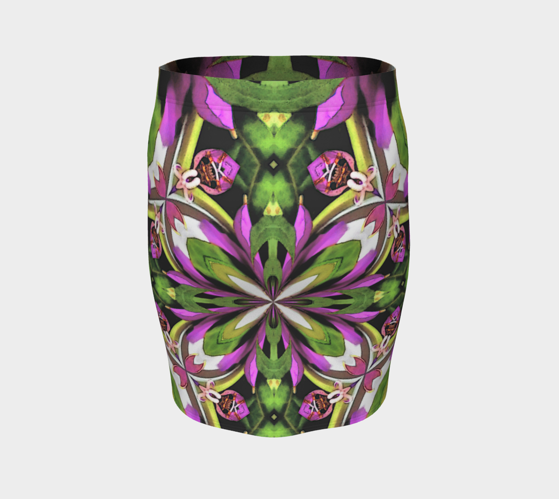 Nature Fractal Print Fitted Short Skirt Stretchy Fabric Active Wear for Her