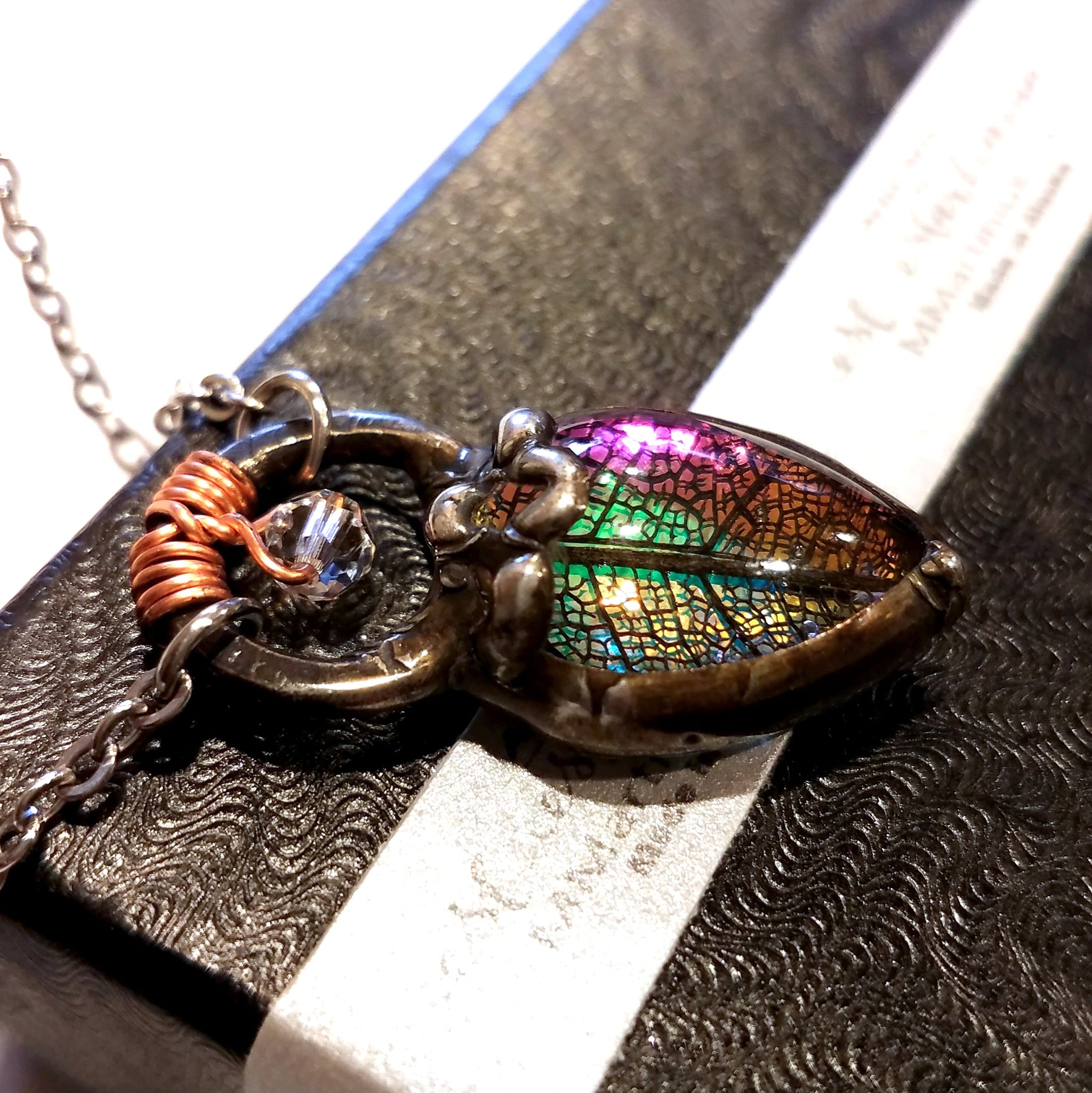 Crystal Studded Filigree Leaf Necklace