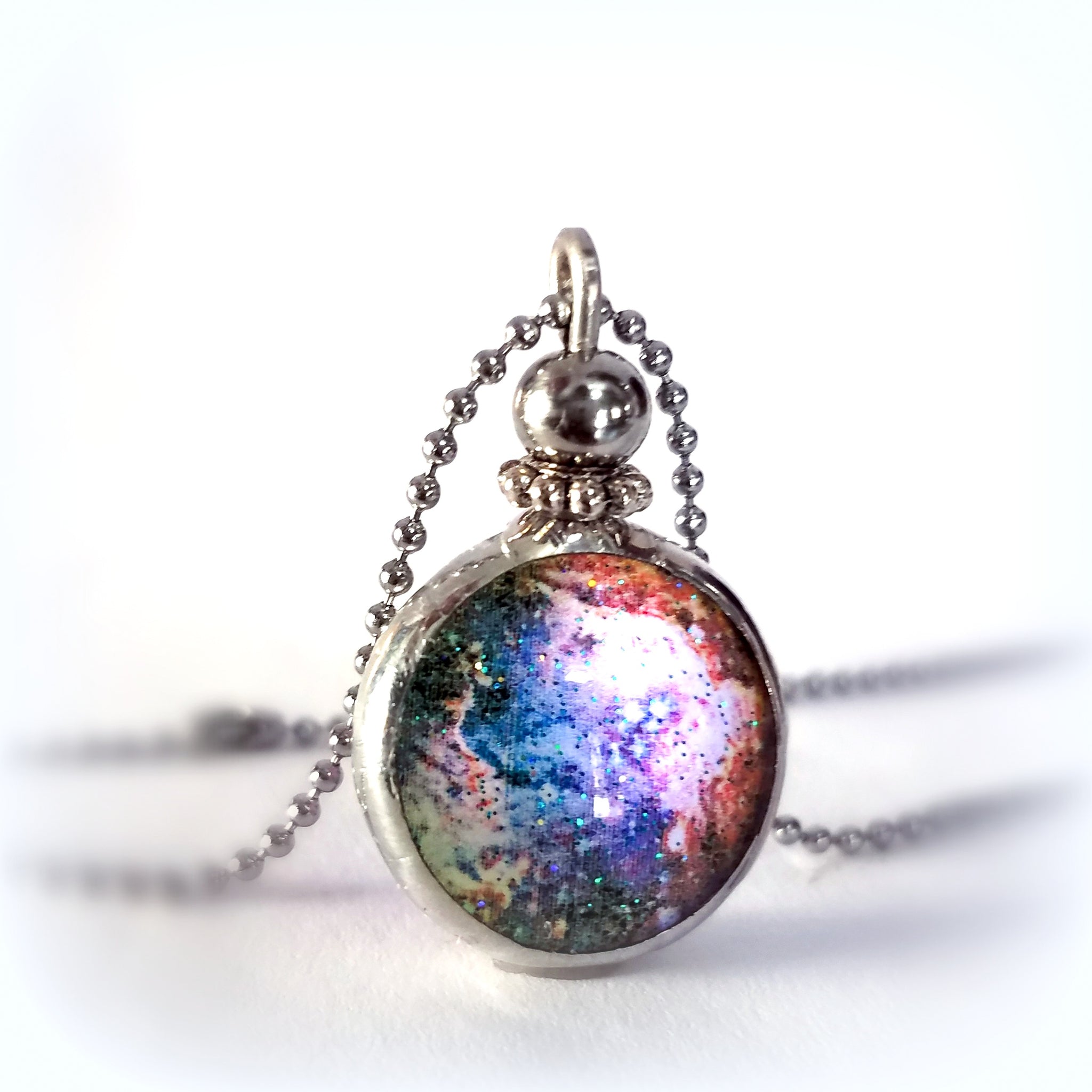 Luminous Blue Galaxy Necklace