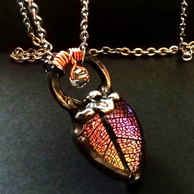 Crystal Studded Filigree Leaf Necklace