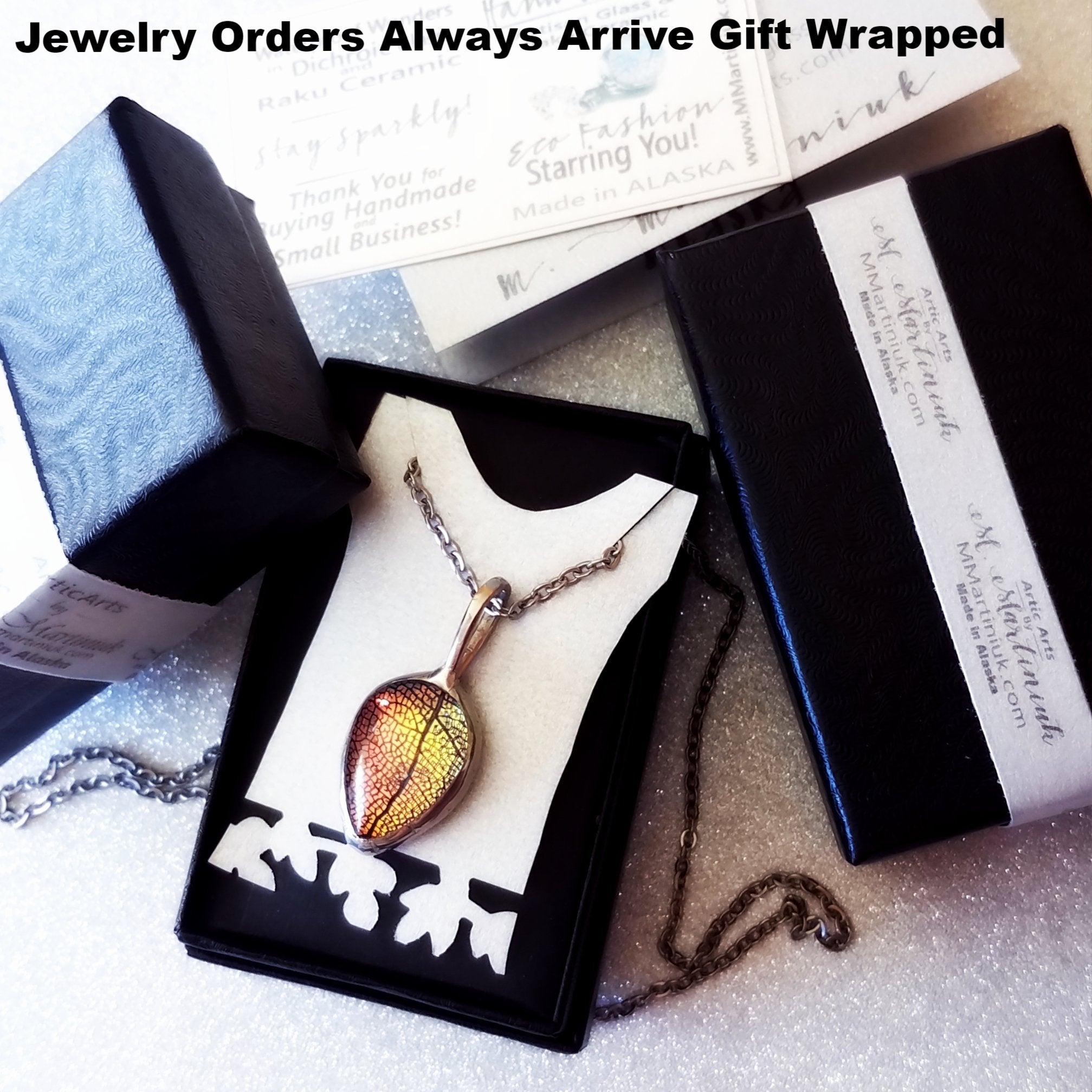 Botanical Greenery Pressed Skeleton Leaf Glass Necklace