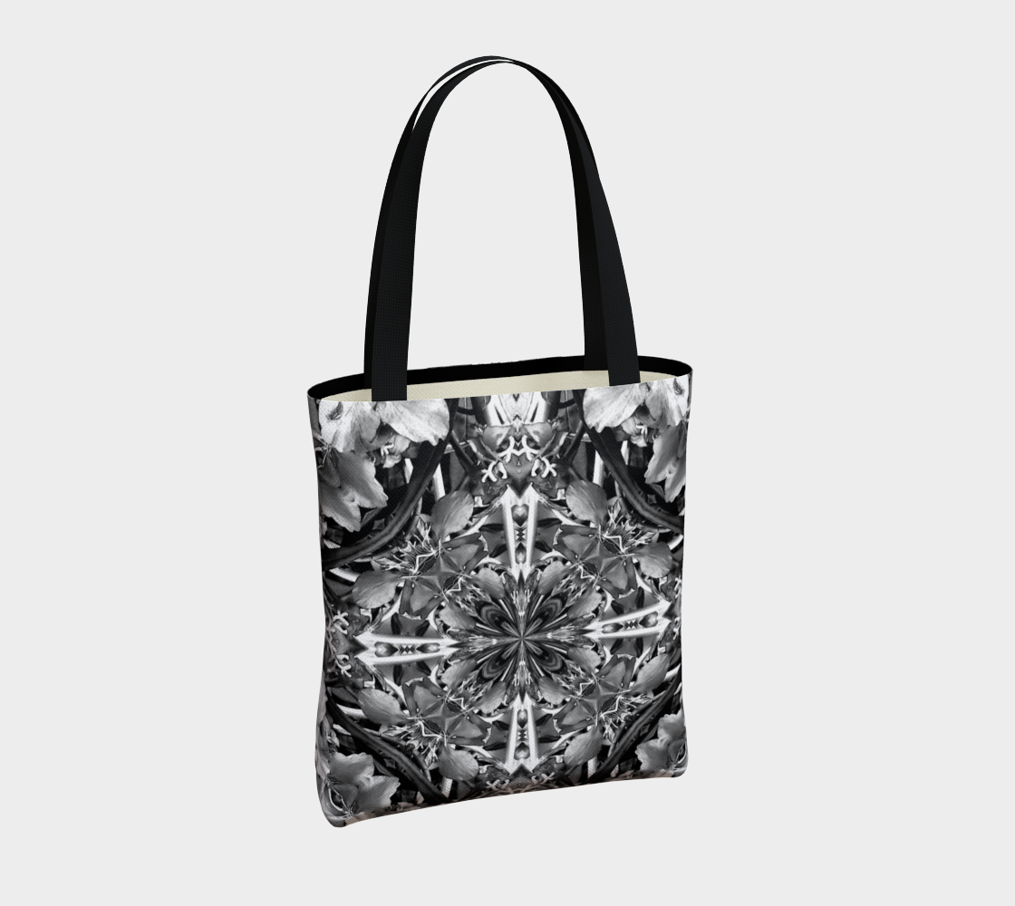 Black and White Fireweed Mandala Bag