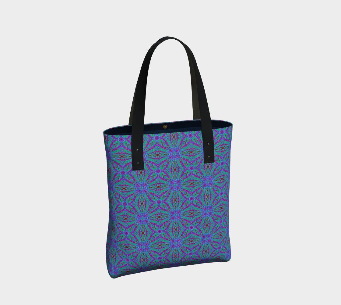 Modern Blue Lined Tote Bag in Canvas Fabric