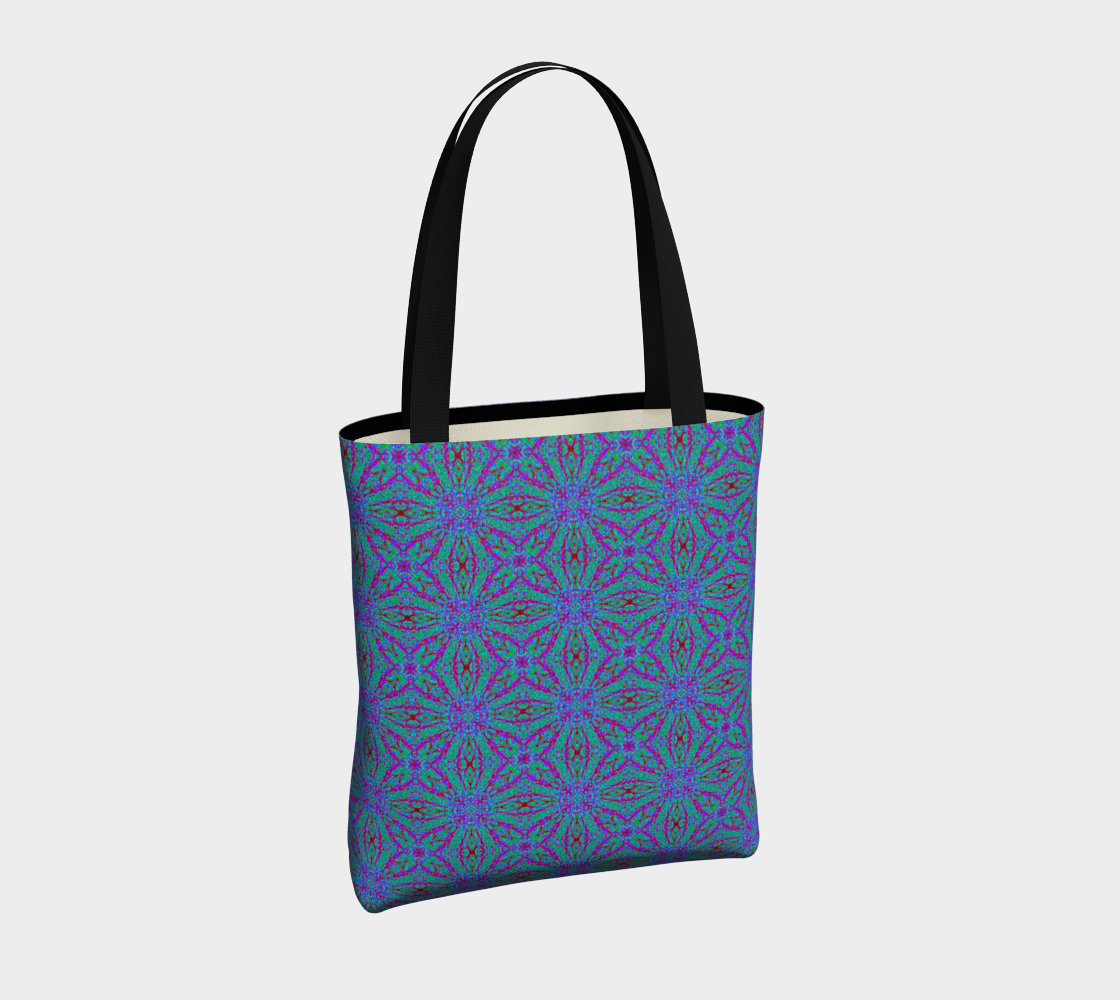 Modern Blue Lined Tote Bag in Canvas Fabric