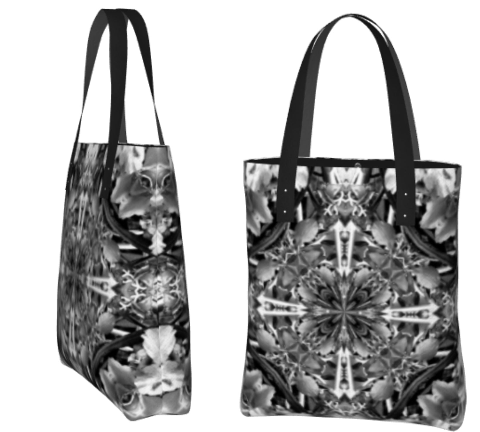 Black and White Fireweed Mandala Bag