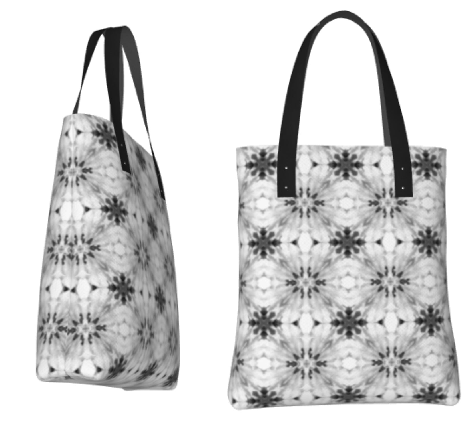 Classic Gray Floral Print Shoulder Bag