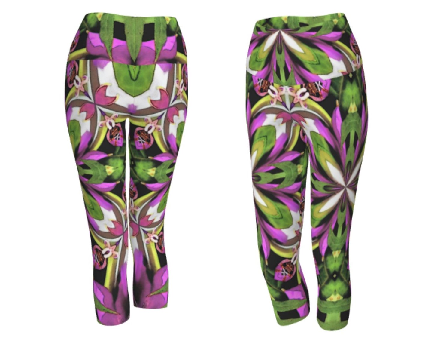 Capri leggings in a vivid color mandala print