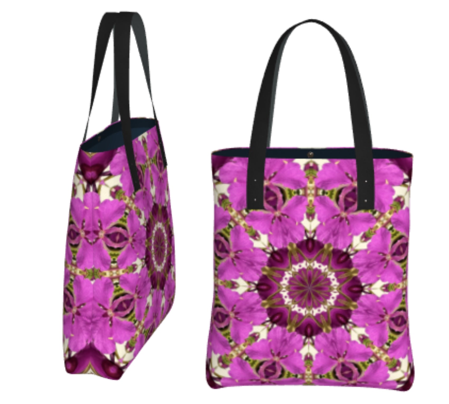Spring Floral Mandala Shoulder Bag in Tough Poly Fabric