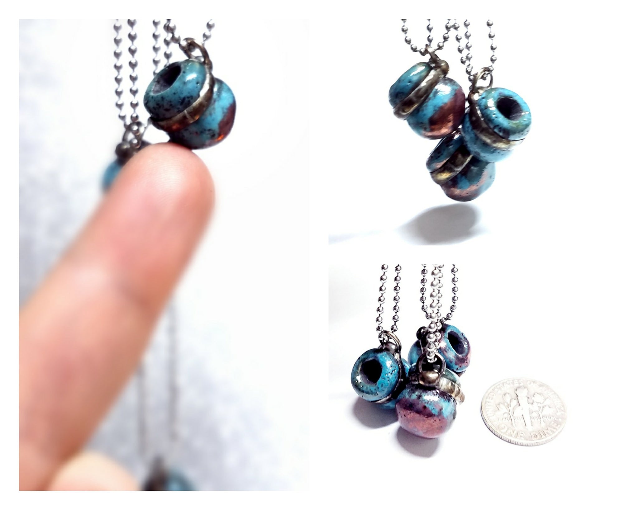 Raku ceramic essential oil necklace