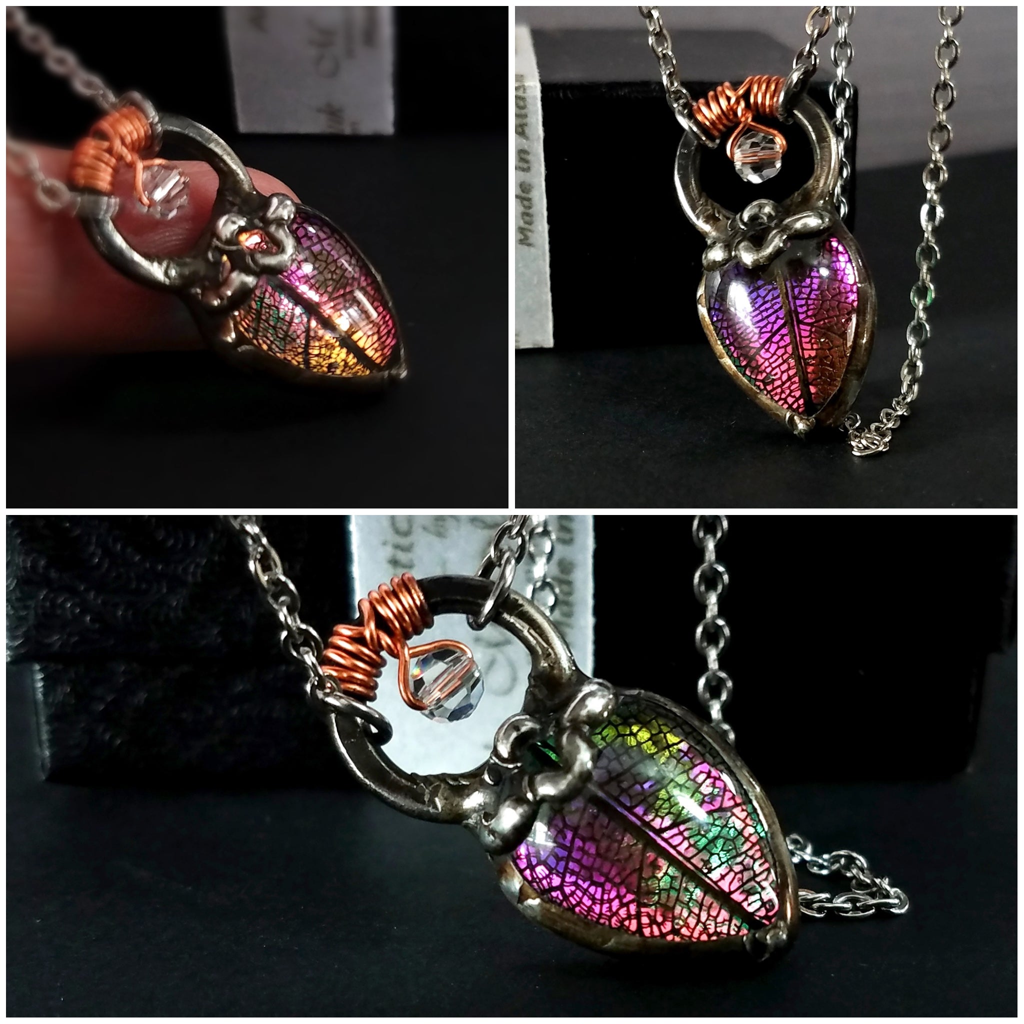 Crystal Studded Filigree Leaf Necklace