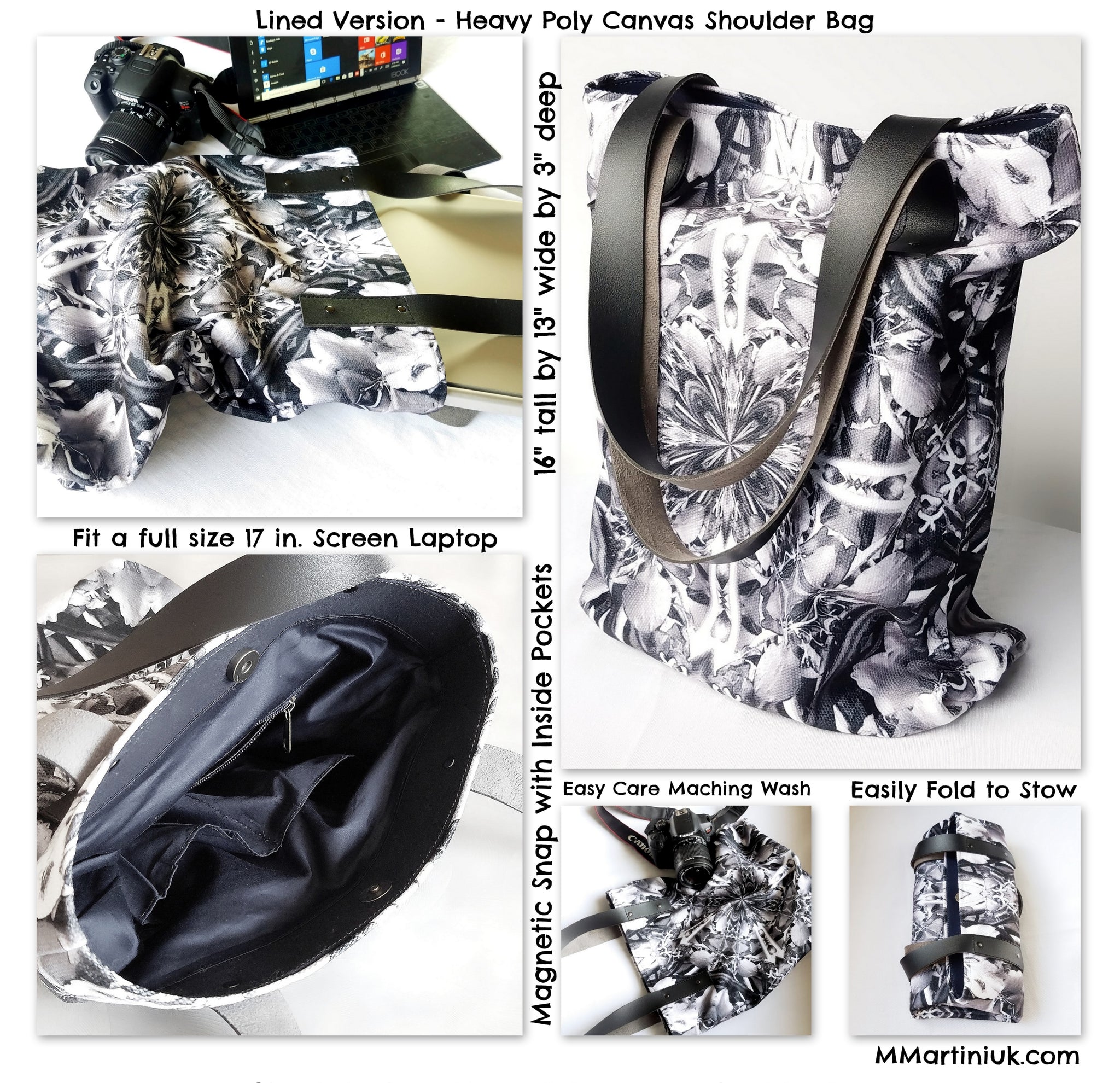 Black and White Fireweed Mandala Bag