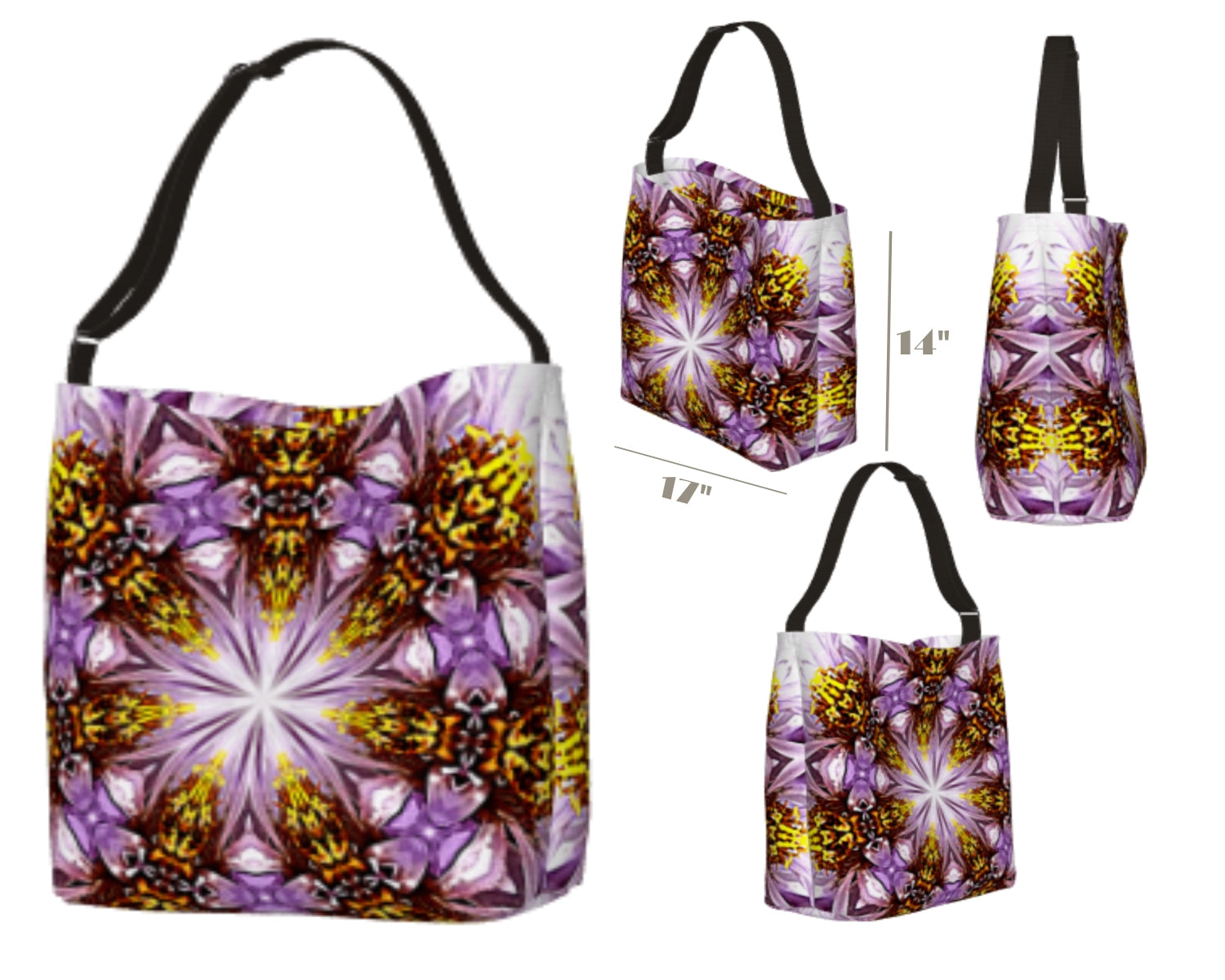 Purple Daisy Mandala Tote Bag