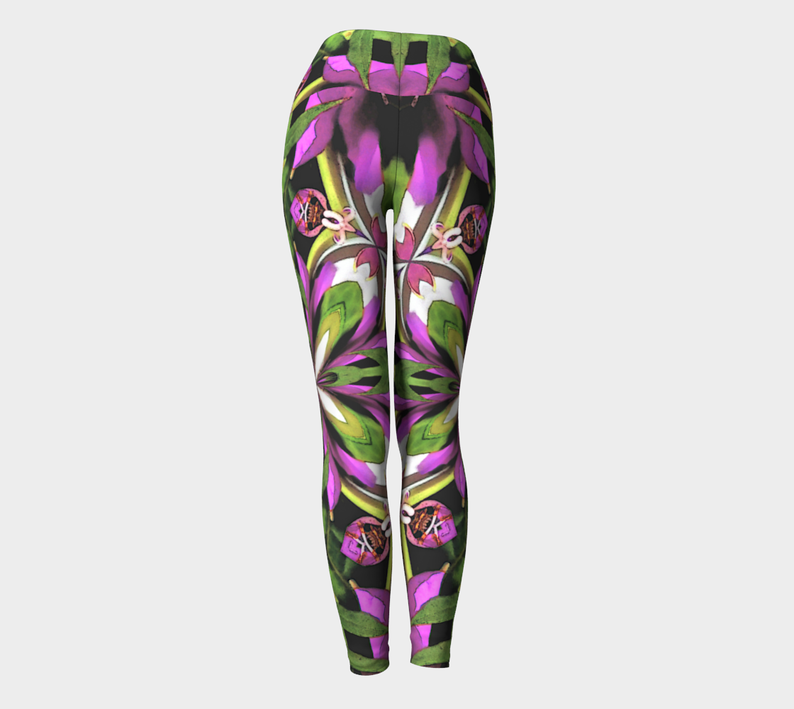 Floral Fractal Designer Yoga Leggings Fold Over Style Long Legging