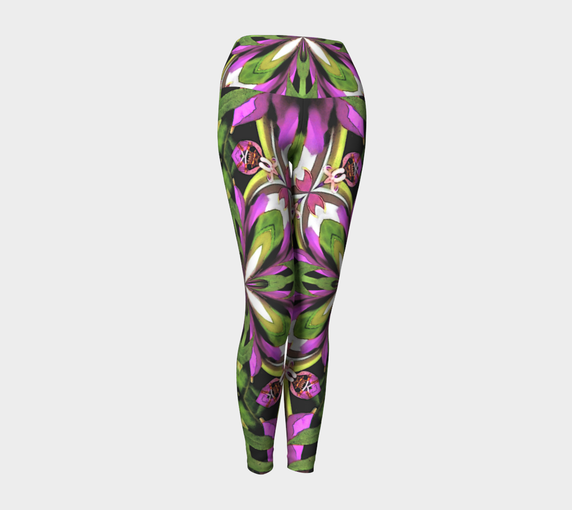 Floral Fractal Designer Yoga Leggings Fold Over Style Long Legging