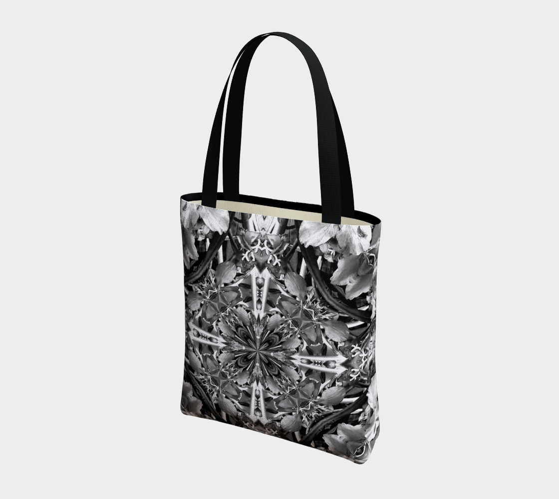 Black and White Fireweed Mandala Bag