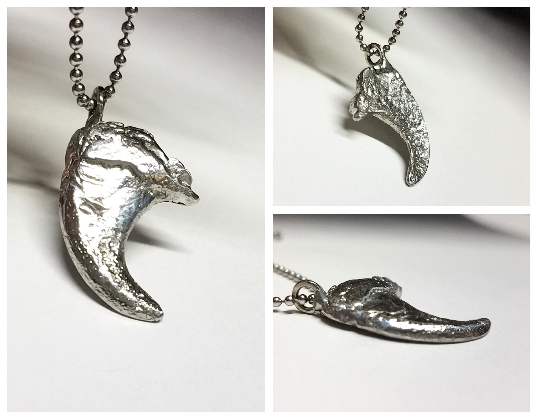 Rustic Alaska Lynx Claw Necklace Hand Cast Small Claw Jewelry