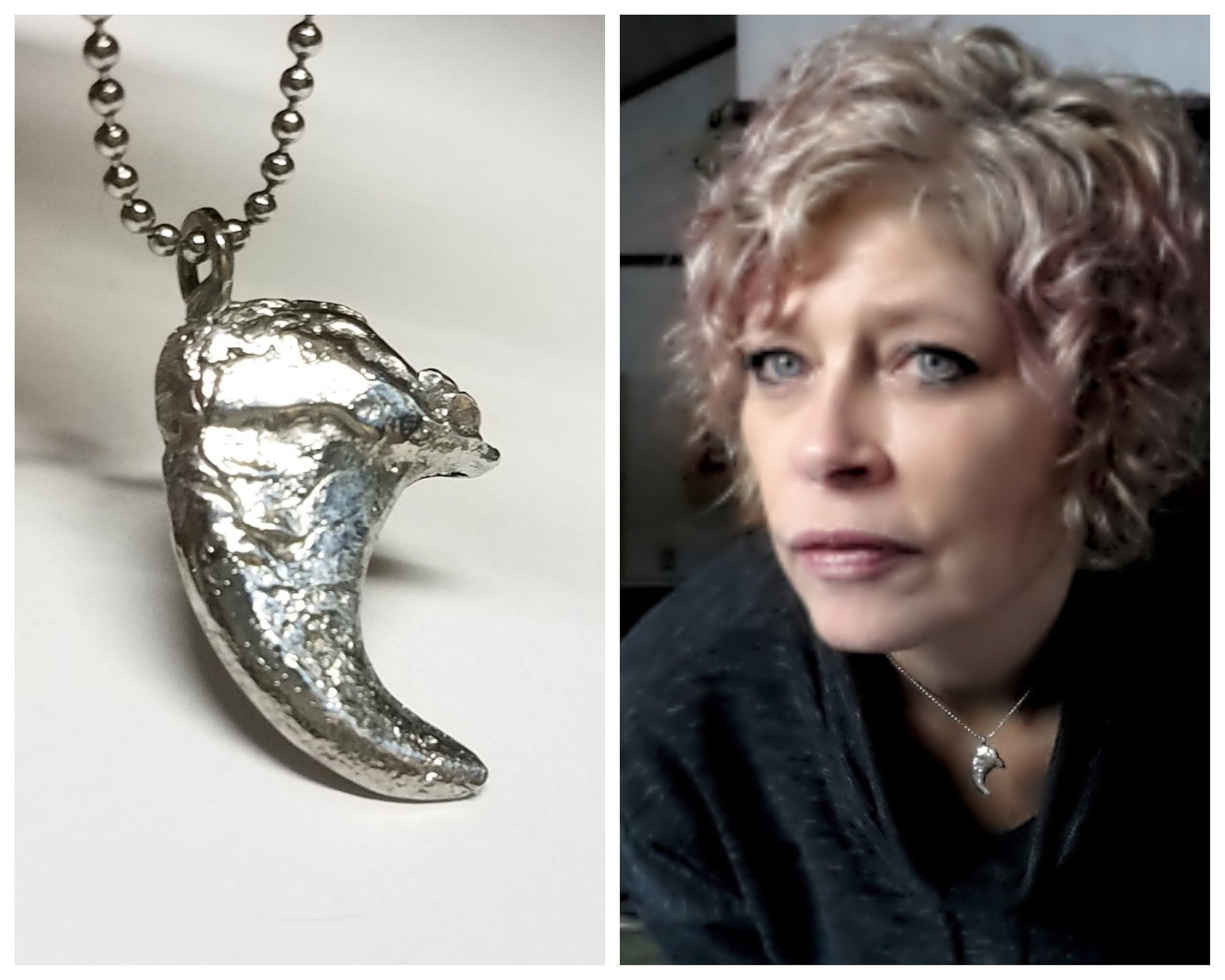 Rustic Alaska Lynx Claw Necklace Hand Cast Small Claw Jewelry