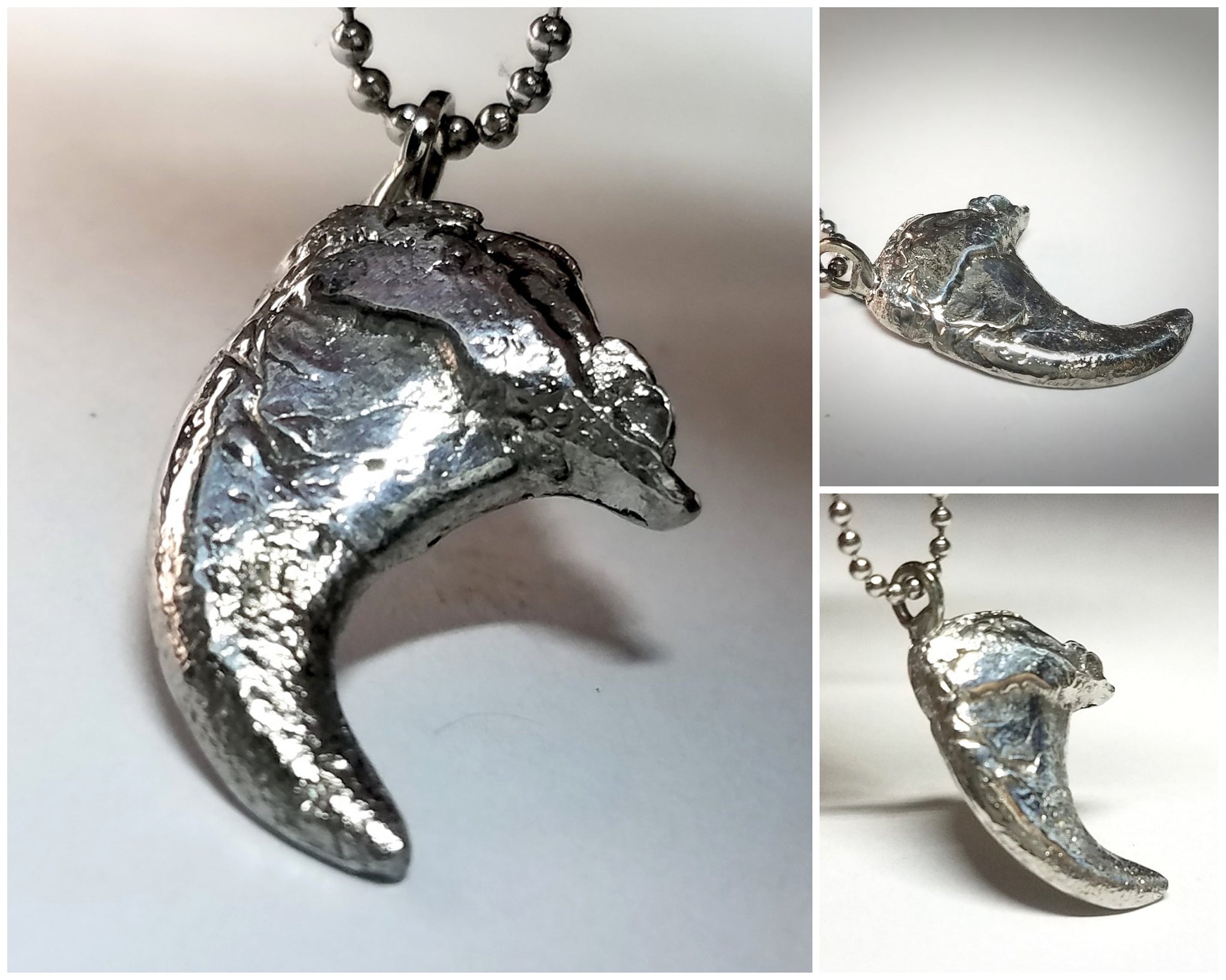 Rustic Alaska Lynx Claw Necklace Hand Cast Small Claw Jewelry