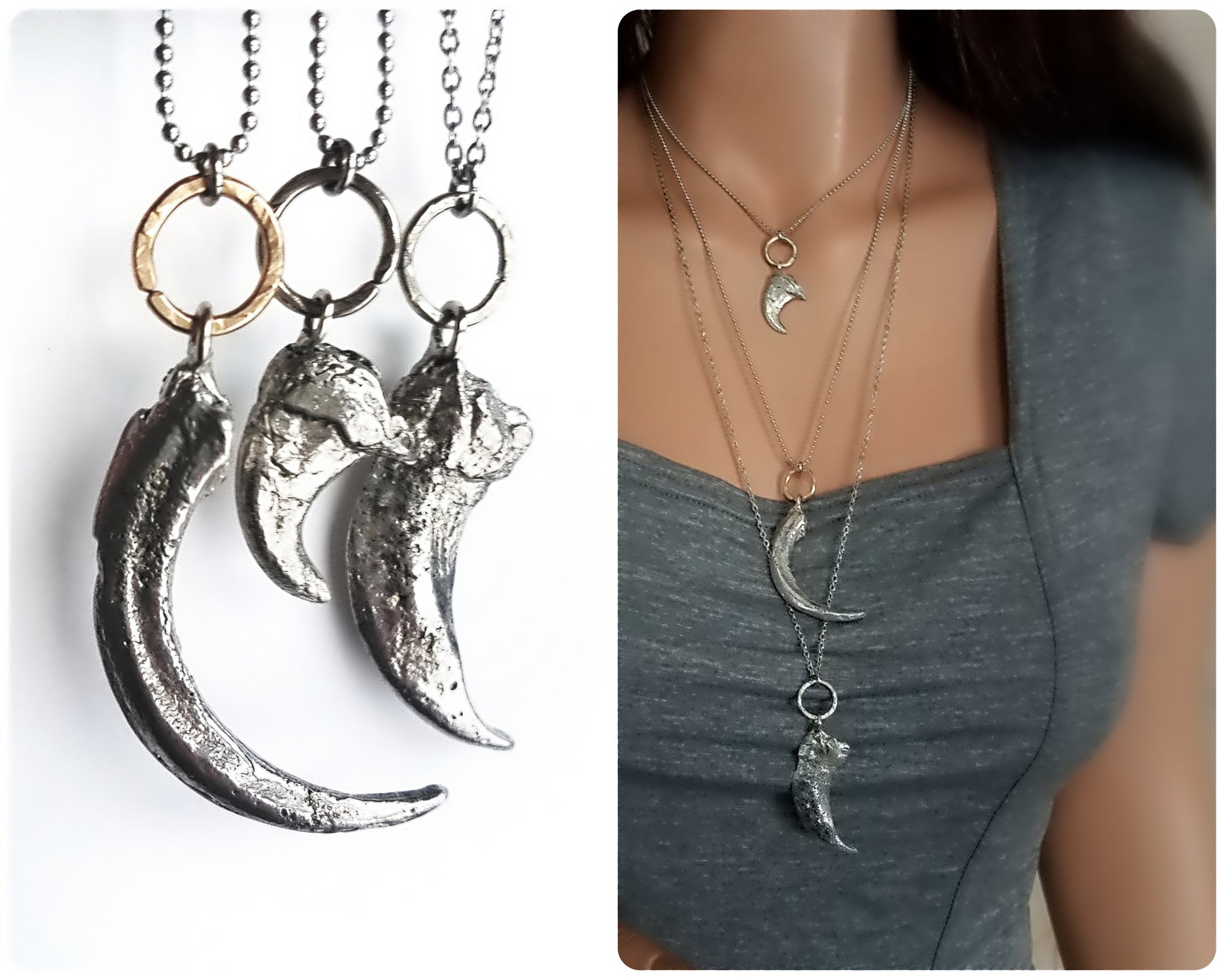Gothic Style Claw Necklace, Eagle Talon Pendant, Alaska Lynx Claw, Grizzly Bear Claw Pendant