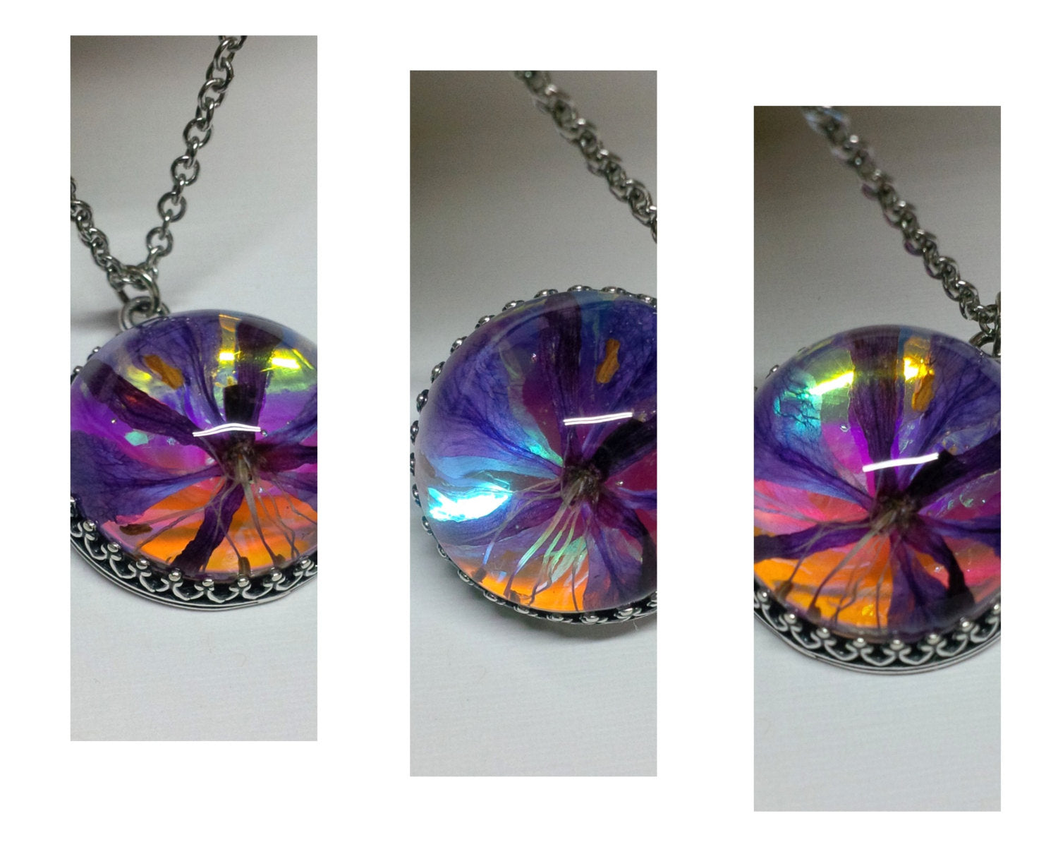 Fireweed Hippie Necklace Pressed Flower Jewelry