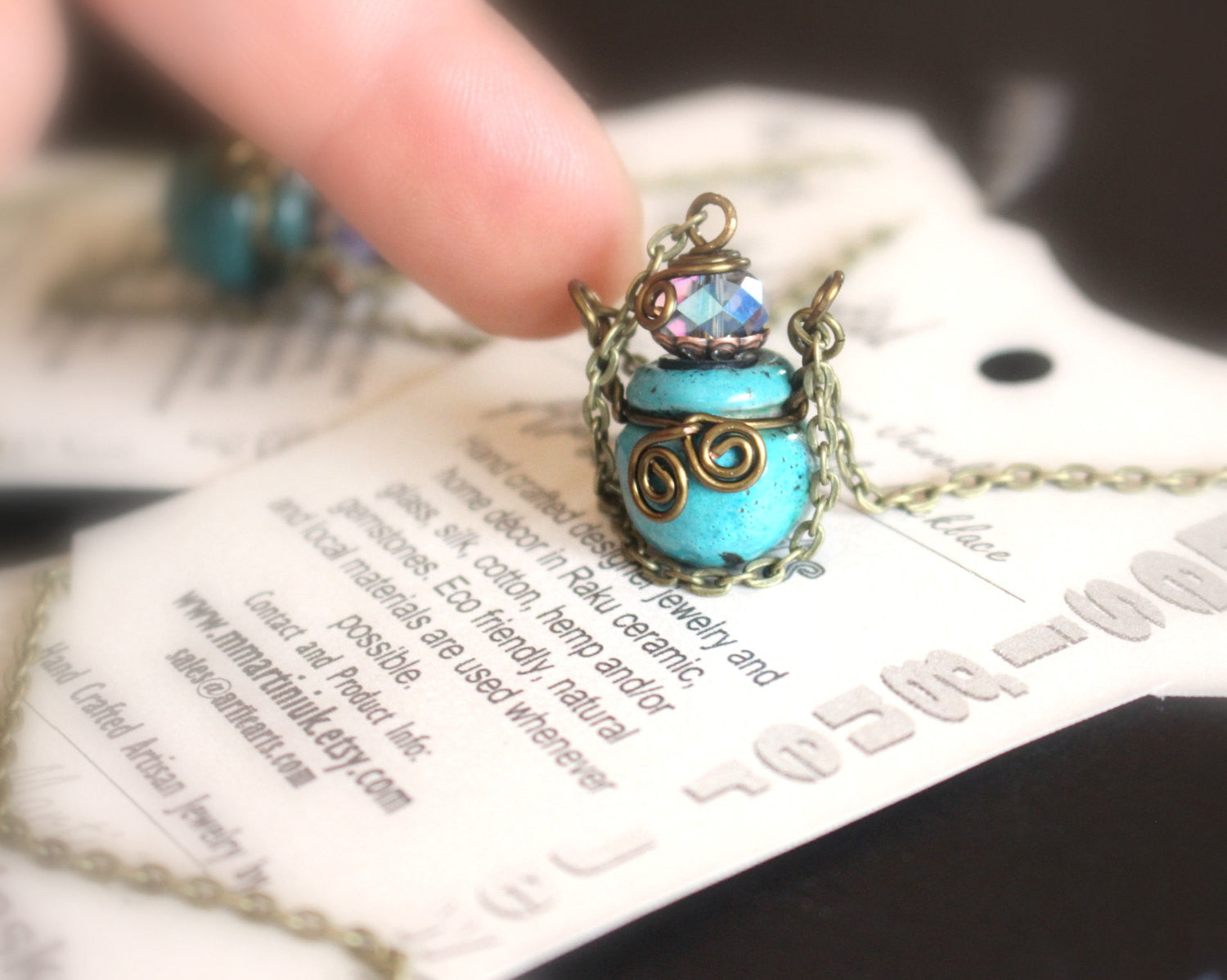 Tiny Bottle Necklace Essential Oil Perfume Jewelry Handmade