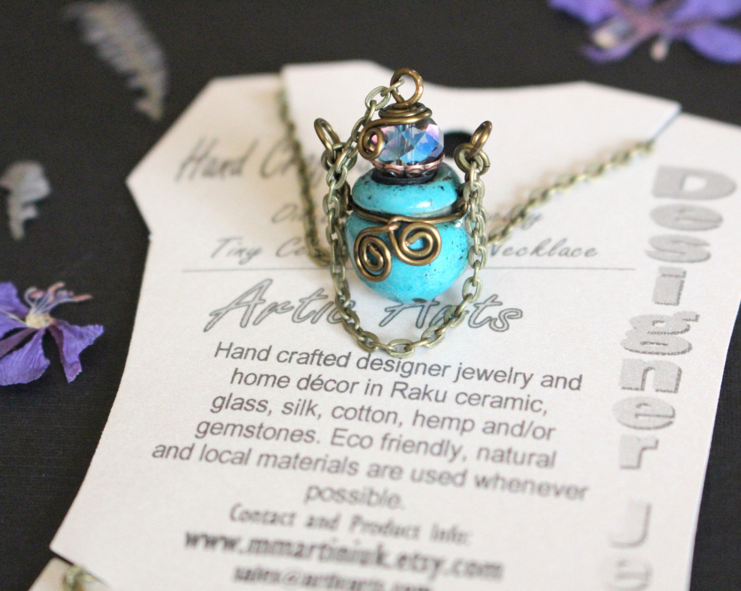 Tiny Bottle Necklace Essential Oil Perfume Jewelry Handmade