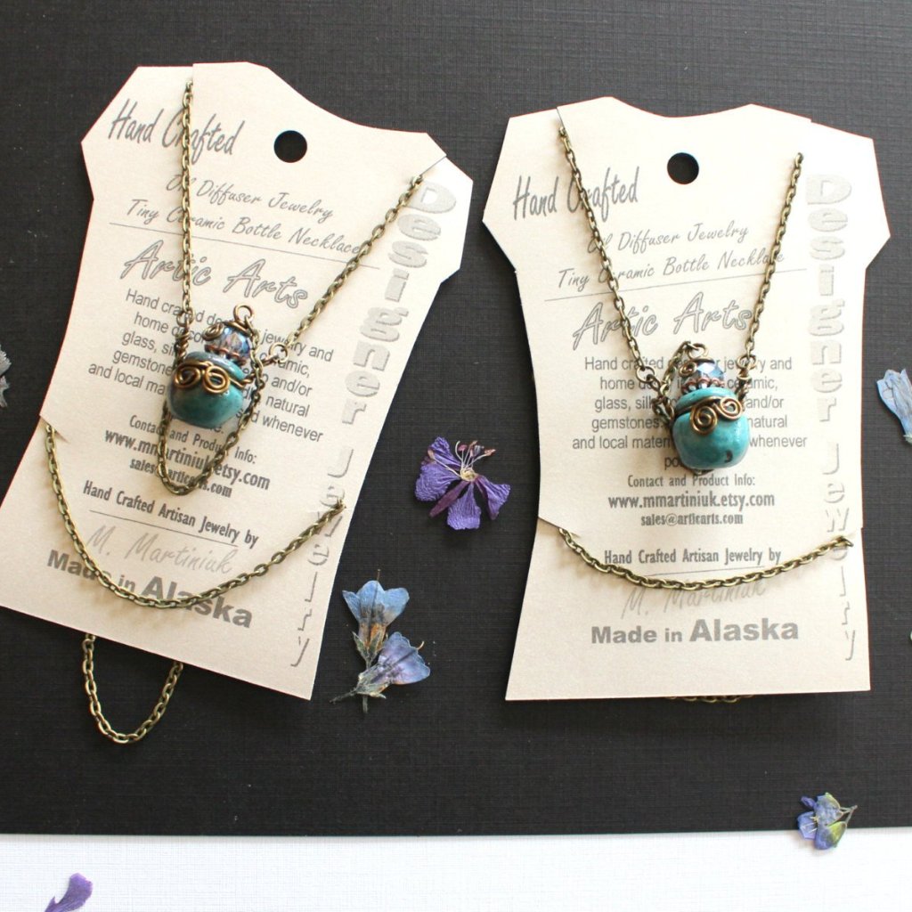 Tiny Bottle Necklace Essential Oil Perfume Jewelry Handmade