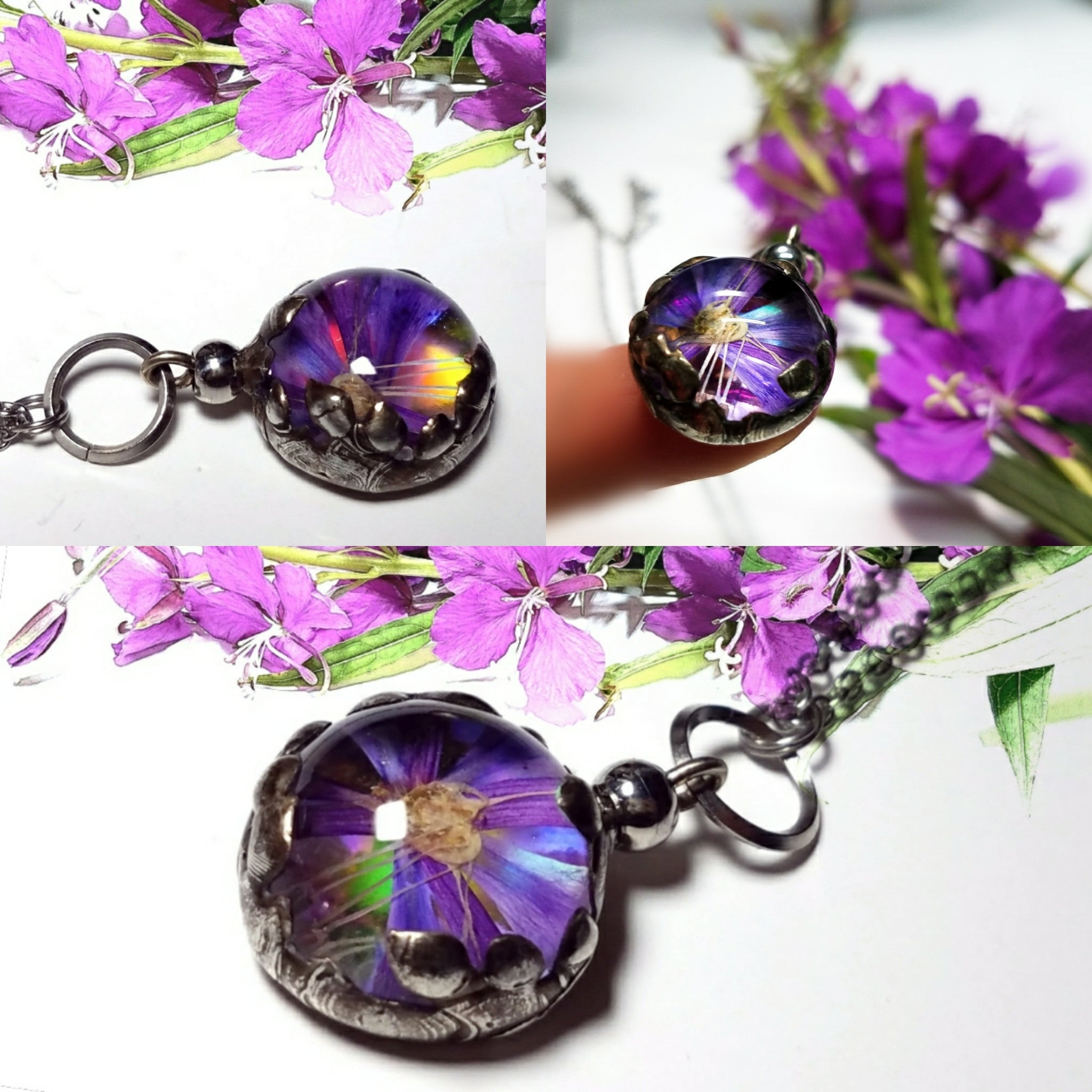 Boho Fashion Jewelry Real Pressed Flowers