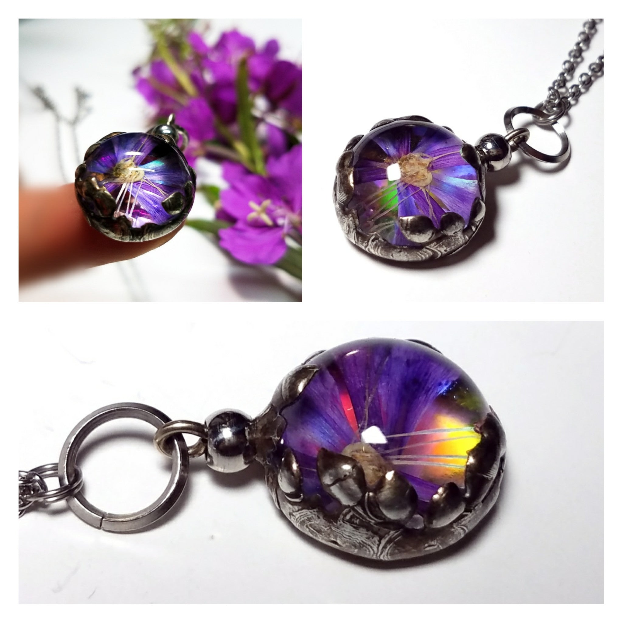 Boho Fashion Jewelry Real Pressed Flowers