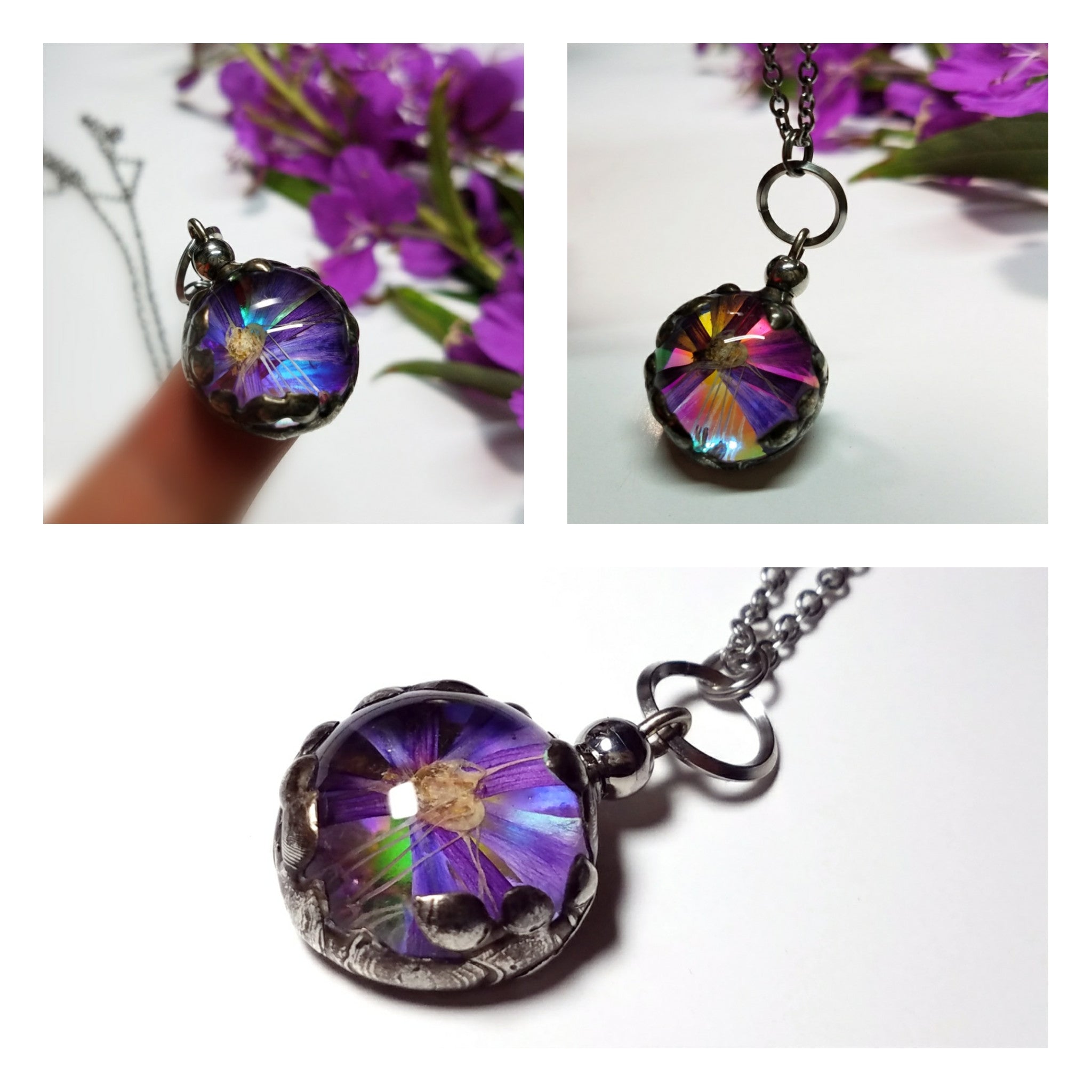 Boho Fashion Jewelry Real Pressed Flowers