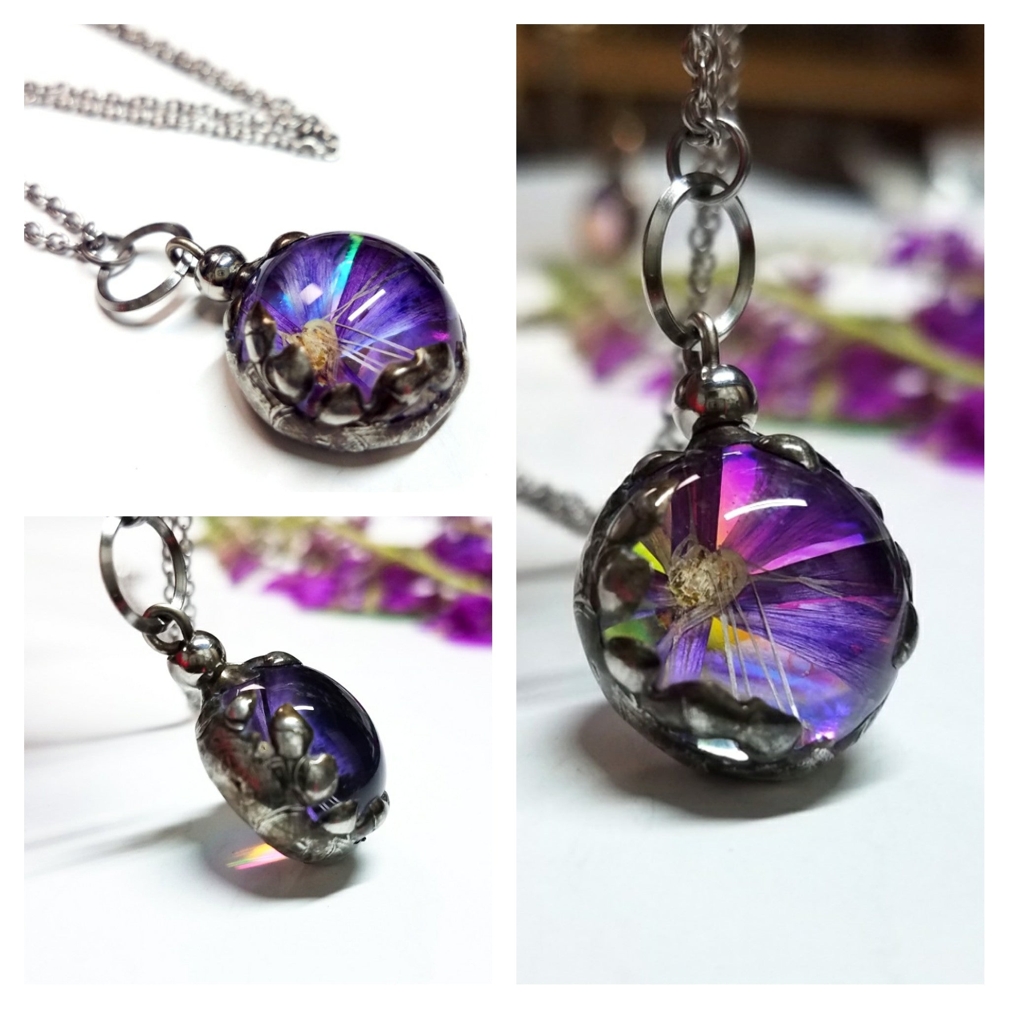 Boho Fashion Jewelry Real Pressed Flowers