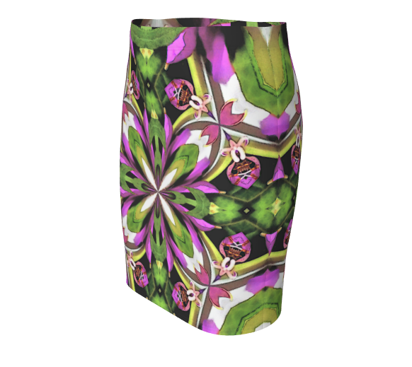 Nature Fractal Print Fitted Short Skirt Stretchy Fabric Active Wear for Her