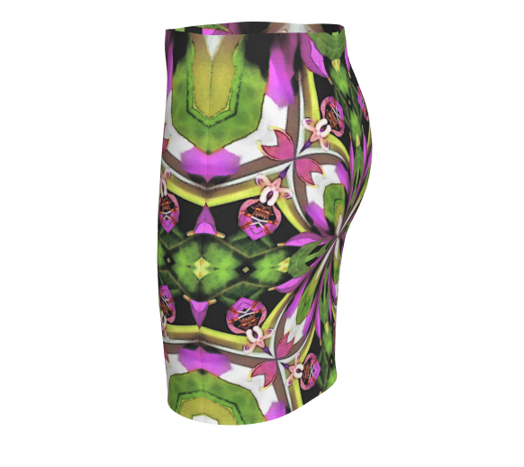 Nature Fractal Print Fitted Short Skirt Stretchy Fabric Active Wear for Her