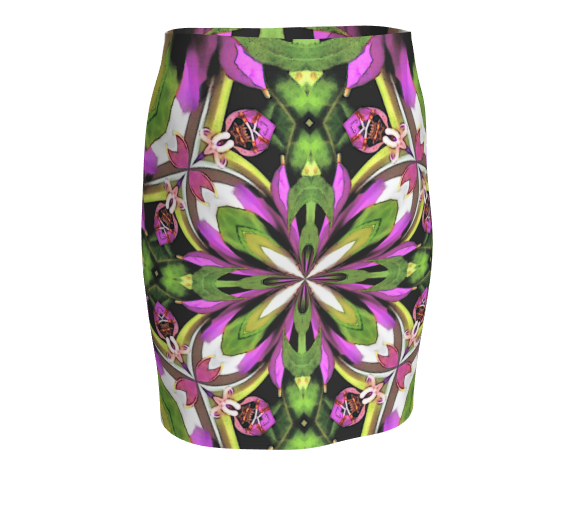 Nature Fractal Print Fitted Short Skirt Stretchy Fabric Active Wear for Her