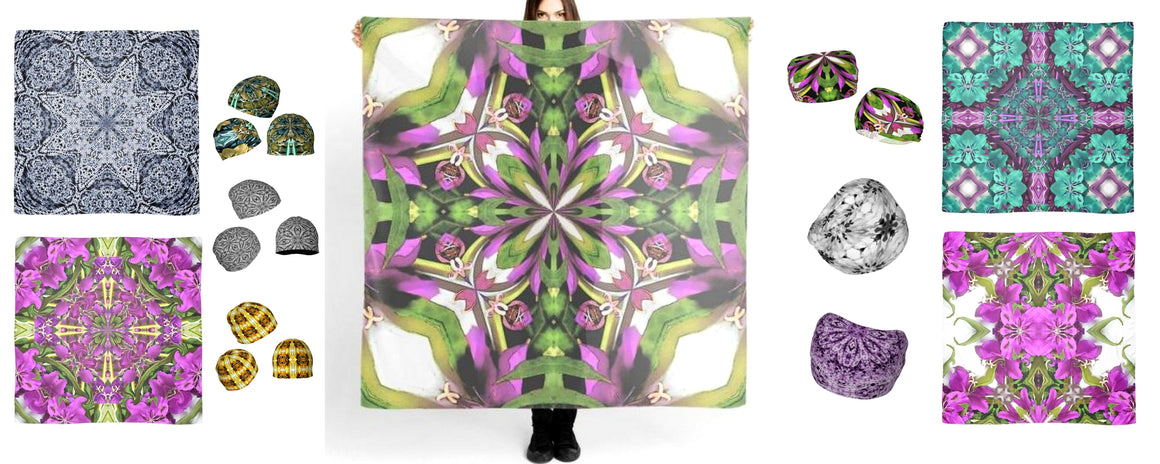 Bold, colorful scarves, hats and headbands