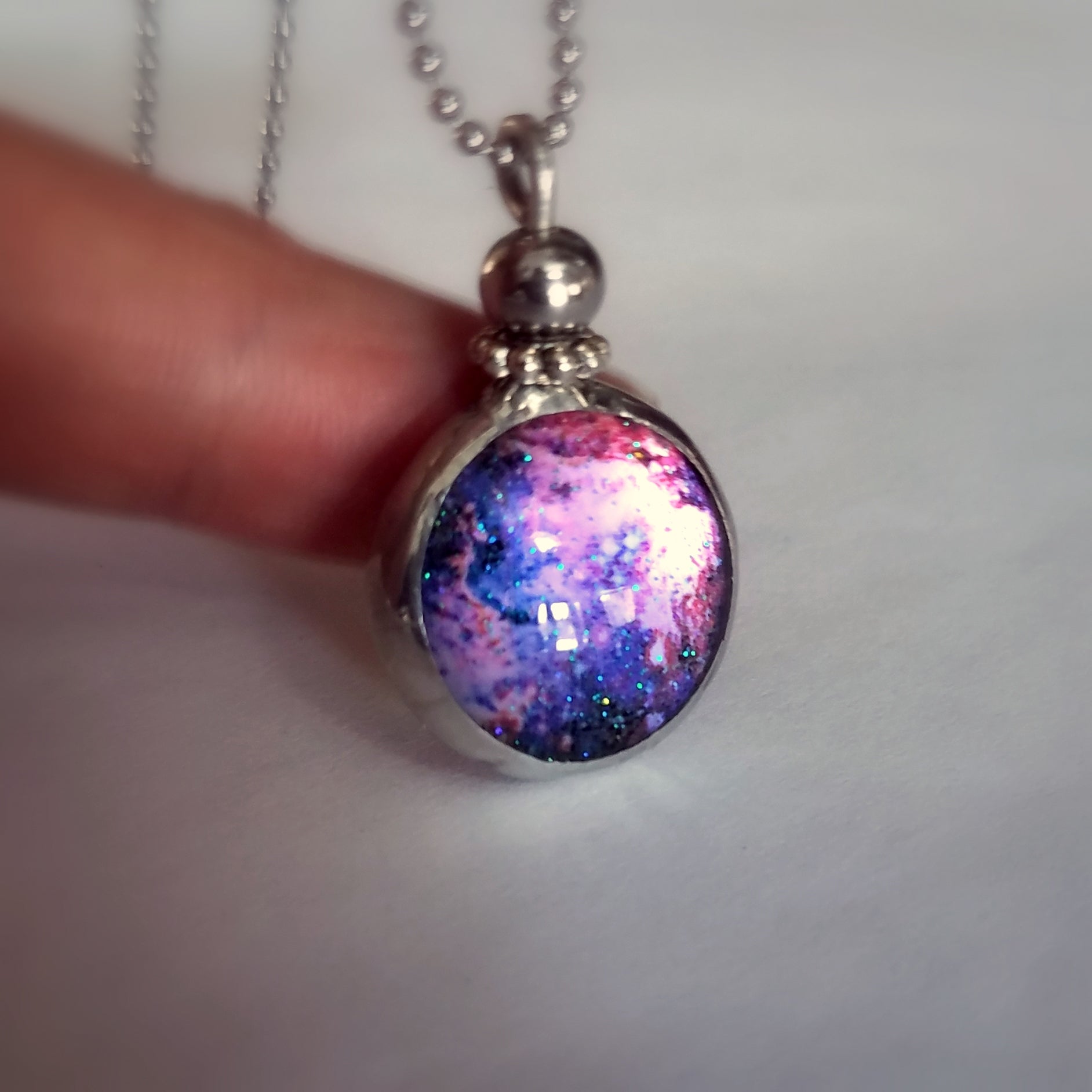 Luminous Blue Galaxy Necklace