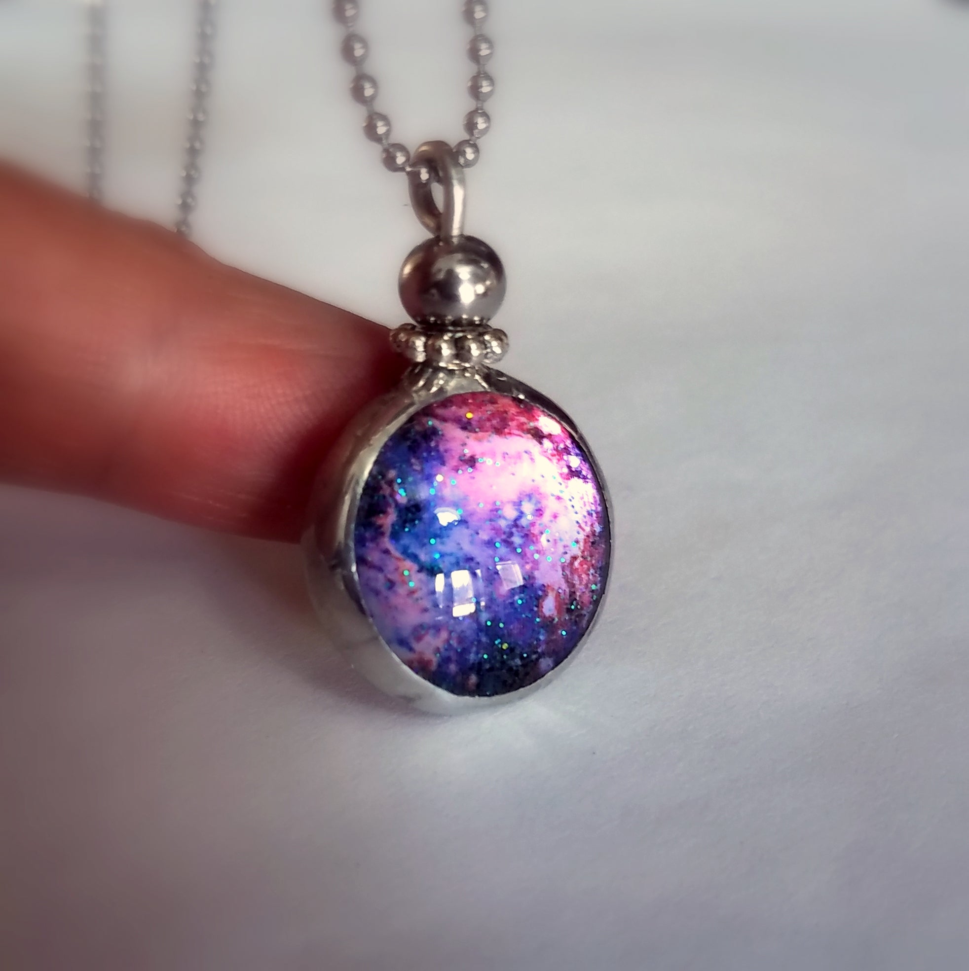 Luminous Blue Galaxy Necklace