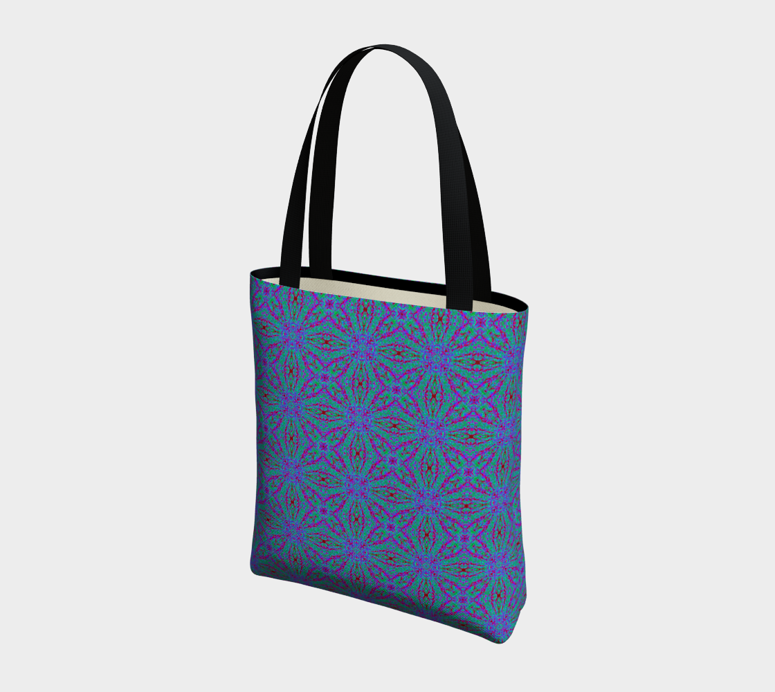 Modern Blue Lined Tote Bag in Canvas Fabric