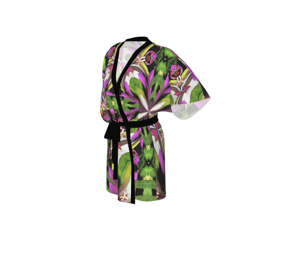 Bright Flower Kimono Robe Short Summer Luxury Fashion