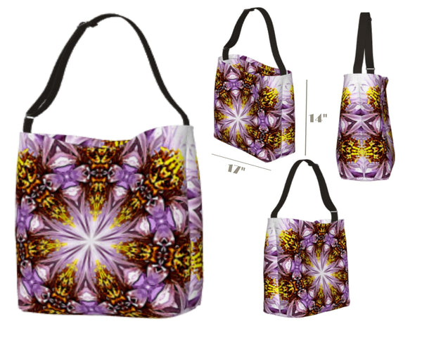 Purple Daisy Mandala Tote Bag - ArticArts by M. Martiniuk