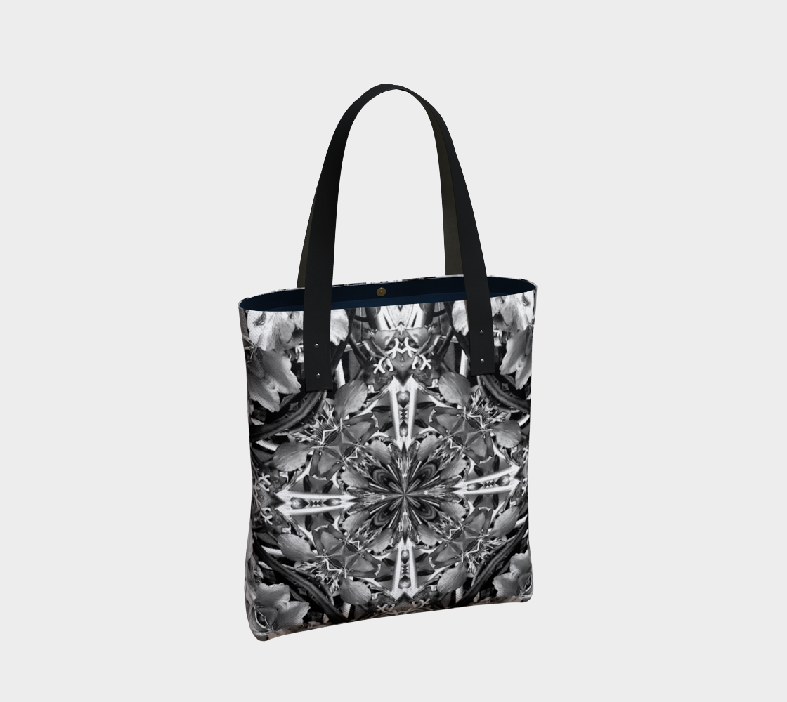 Black and White Fireweed Mandala Bag