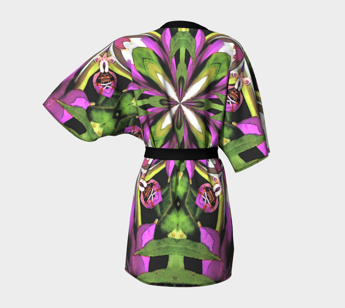 Bright Flower Kimono Robe Short Summer Luxury Fashion