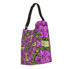 Stretchy tote bag in lively summer flower print for day, purse or carryall.