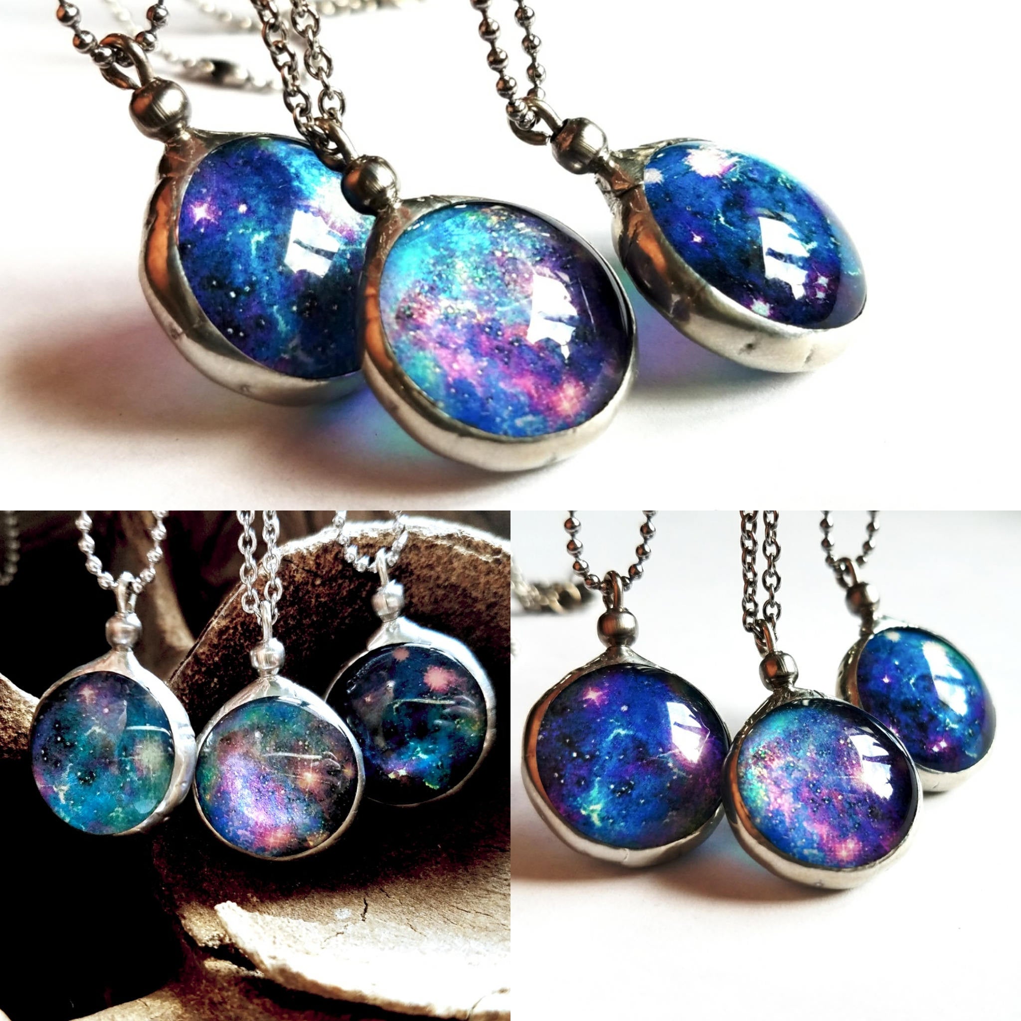 Luminous Nebula Galaxy Necklace Dichroic Glass Outer Space