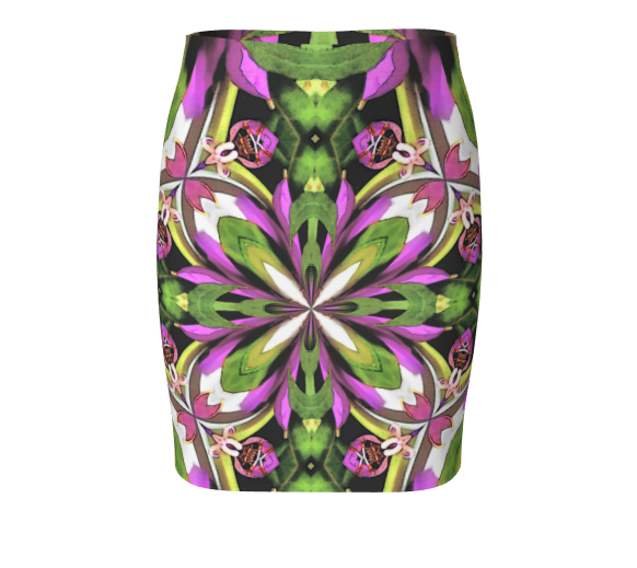 Nature Fractal Print Fitted Short Skirt Stretchy Fabric Active Wear for Her